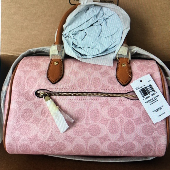 Coach MEDIUM Rowan Satchel Pink Signature Canvas - Picture 3 of 5